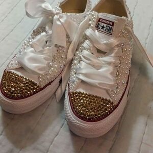 Converse All Star White and Gold Embellished Women's Shoes